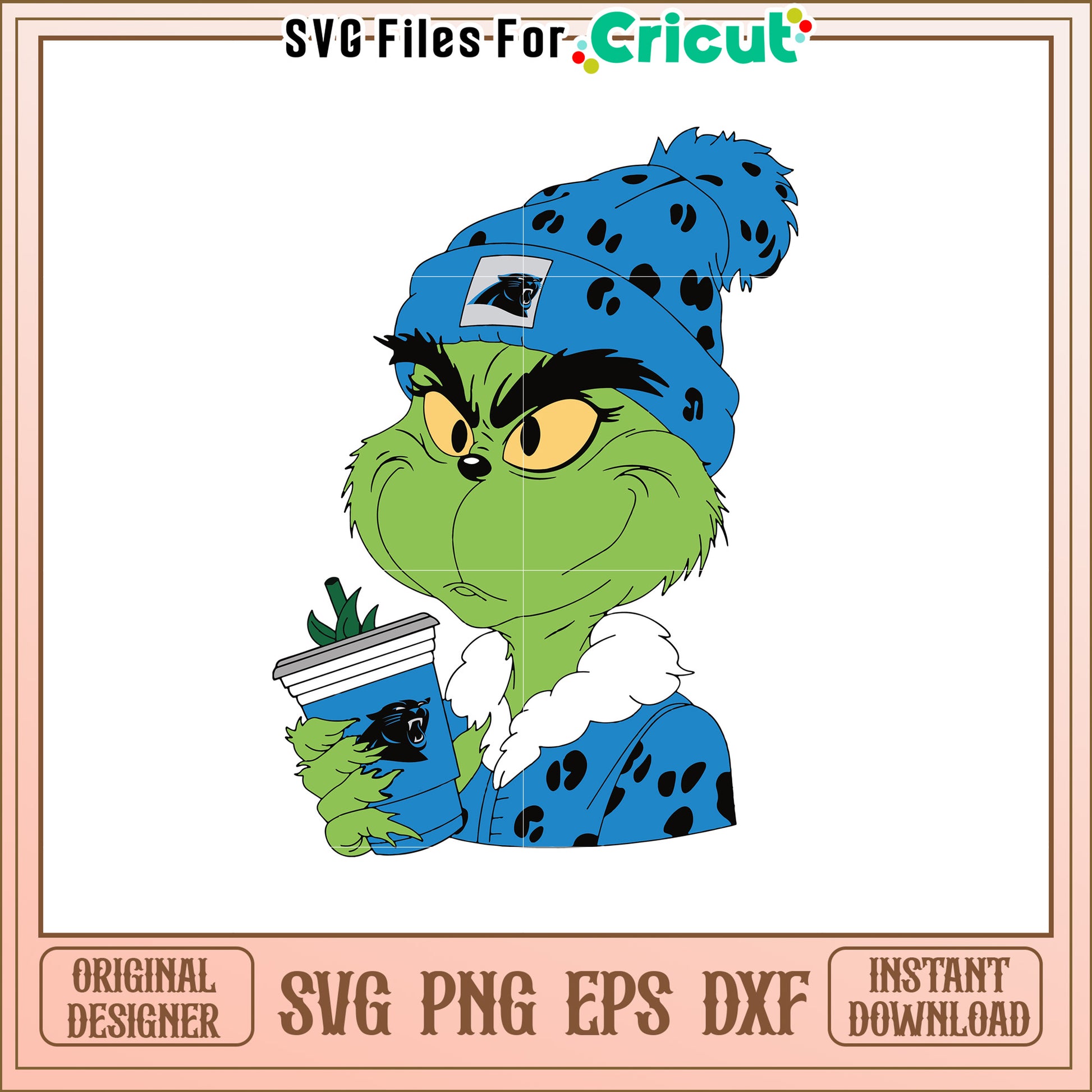 Grinch in Blue Beanie SVG Design for Fans