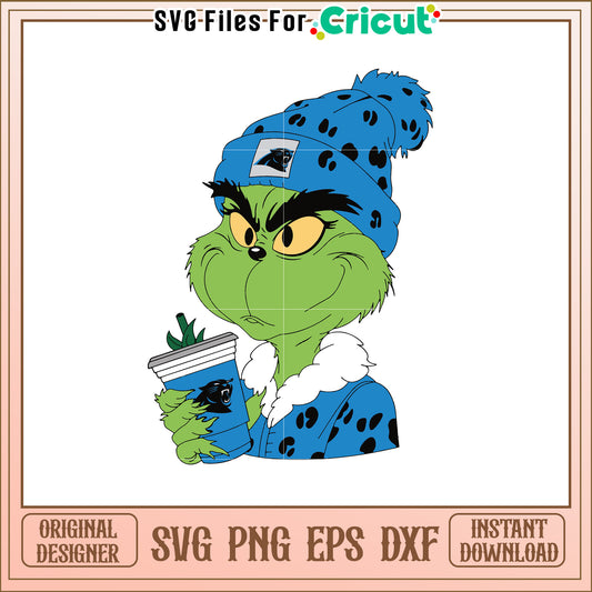 Grinch in Blue Beanie SVG Design for Fans