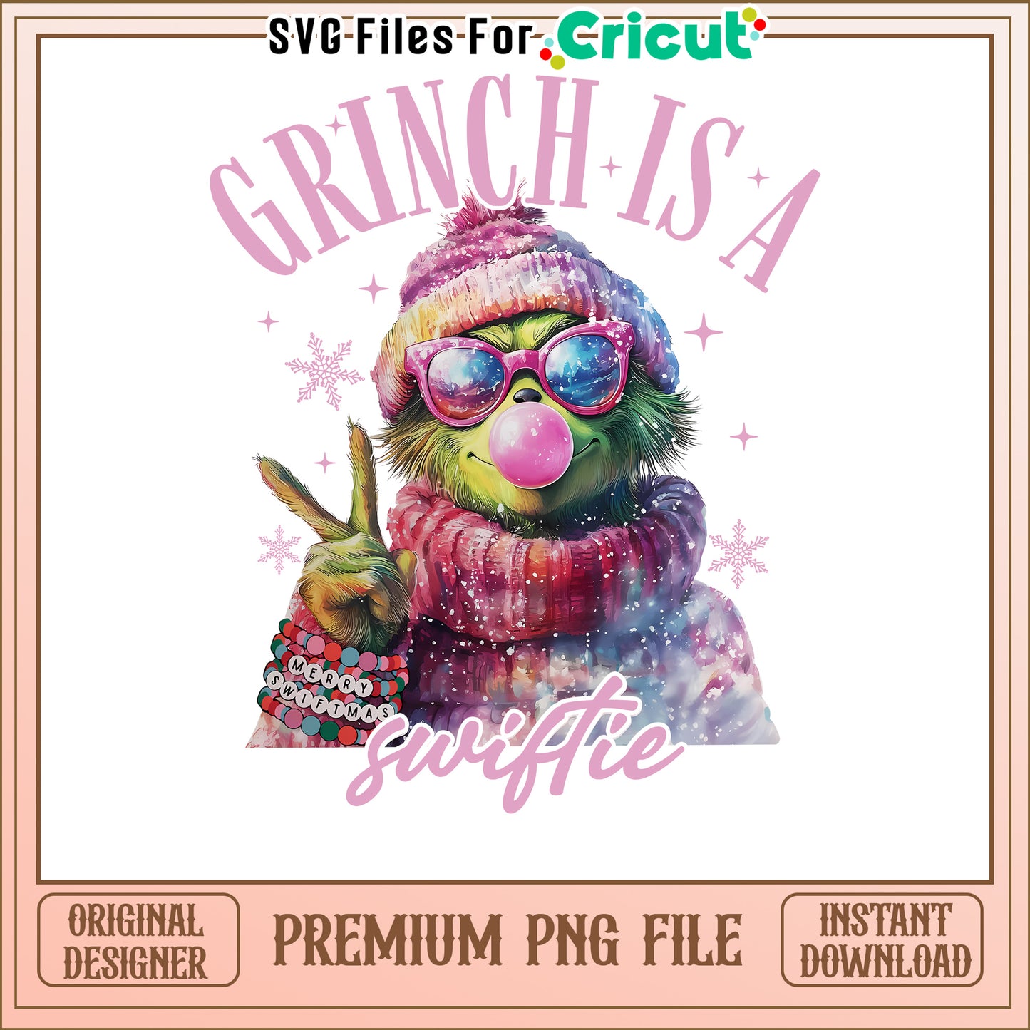 Grinch is a Swiftie PNG design for festive crafts, perfect for holidays