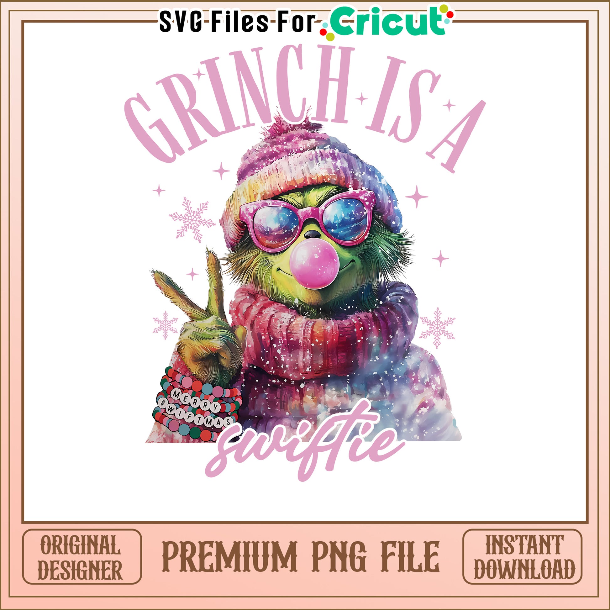 Grinch is a Swiftie PNG design for festive crafts, perfect for holidays