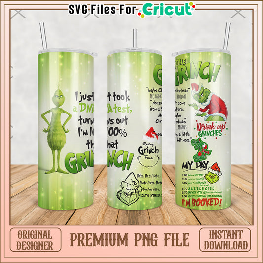 Grinch just take a dna test tumbler png, baby grinch​ png, grinch christmas tree png