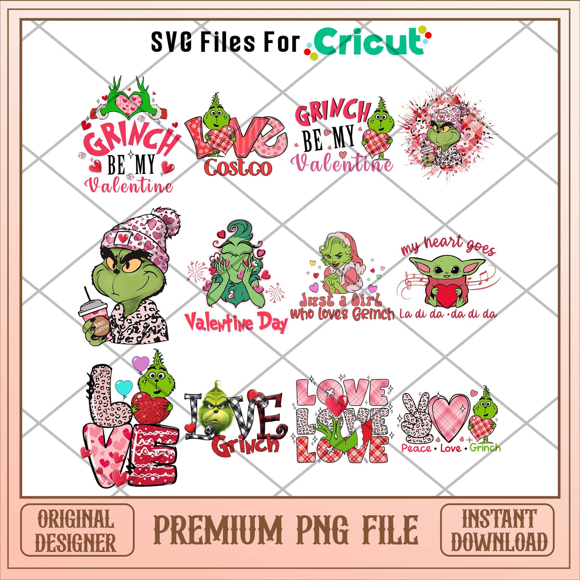 Grinch Valentines love png bundle 