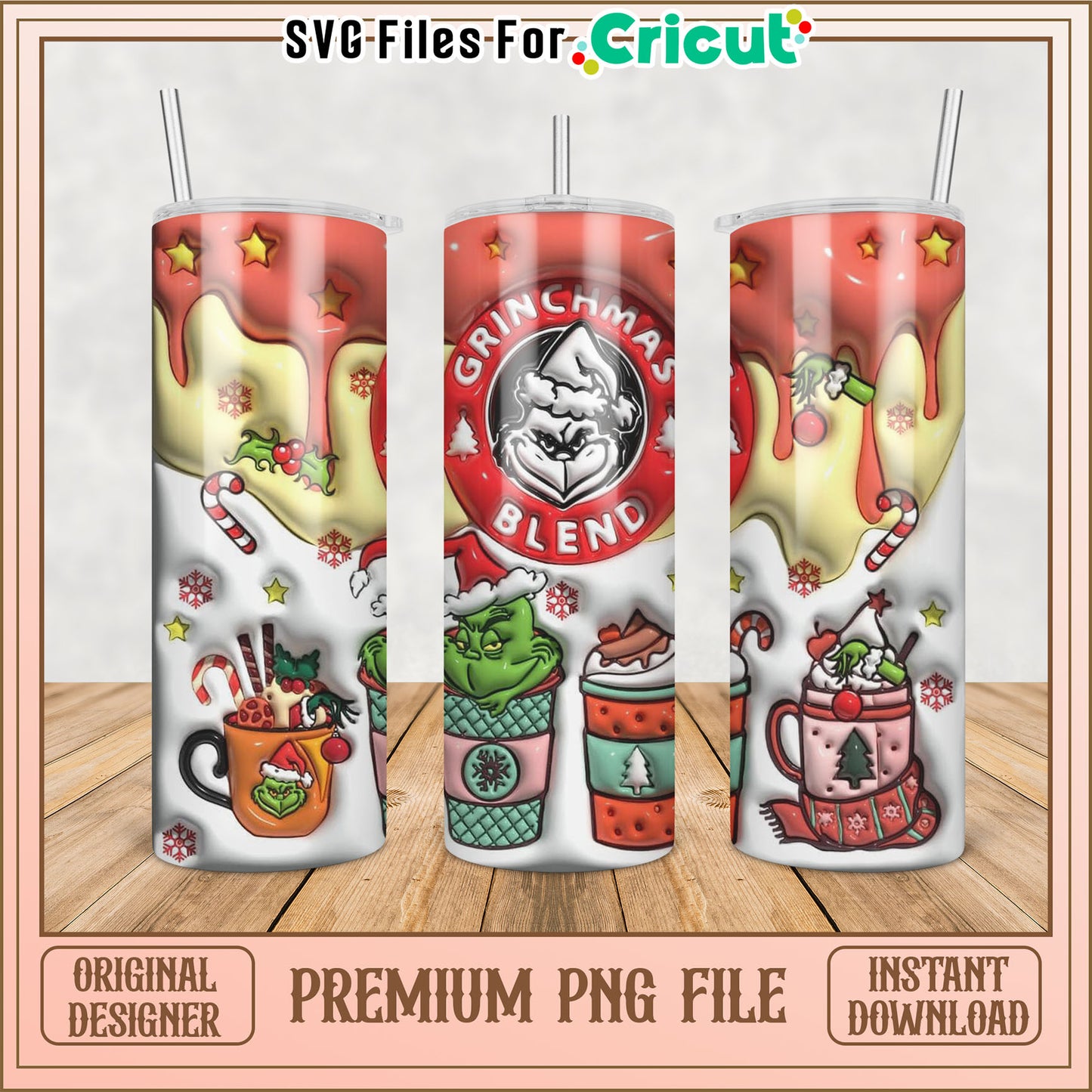 Grinchmas Blend Tumbler Design PNG for Holiday Crafting and Fun