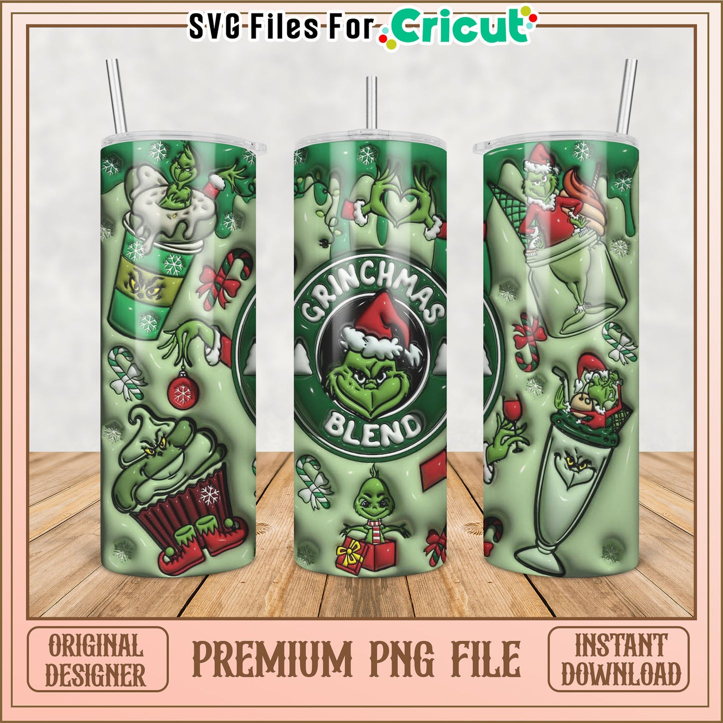 Grinchmas Blend Tumbler PNG Design for Holiday Crafts Download