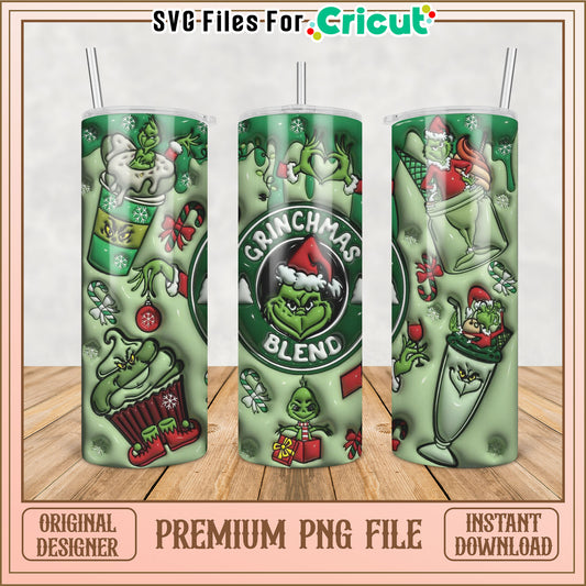 Grinchmas Blend Tumbler PNG Design for Holiday Crafts Download