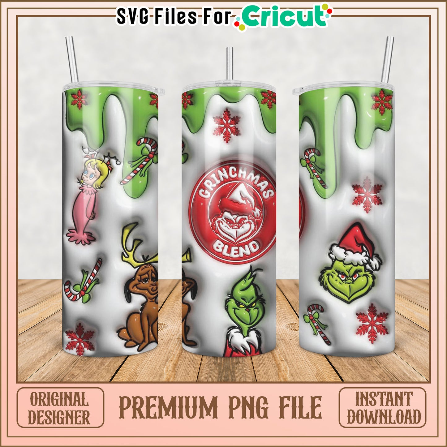 Grinchmas Blend Tumbler PNG for Cricut Christmas Designs