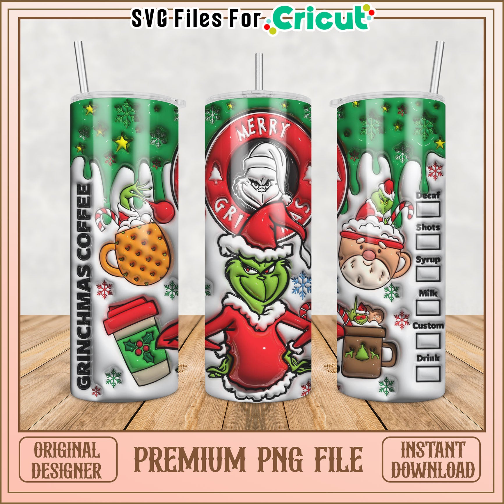 Grinchmas Coffee Tumbler PNG