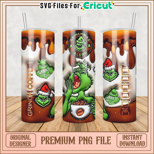 Grinchmas Coffee Tumbler PNG Design