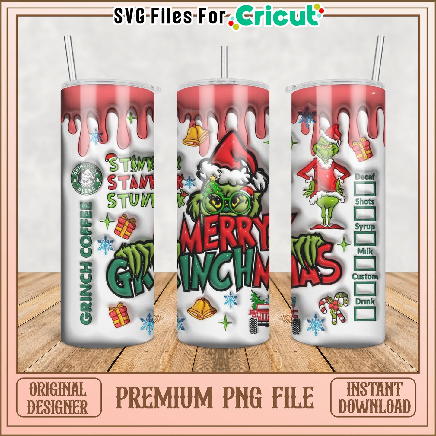 Grinchmas Coffee Tumbler PNG Sublimation