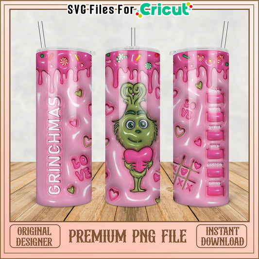 Grinchmas Pink Tumbler PNG Design