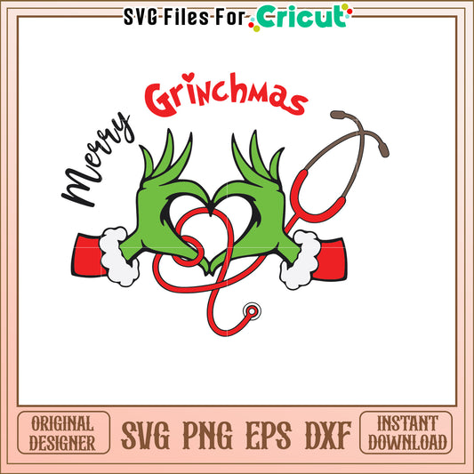 Grinchmas SVG Merry Christmas Heart