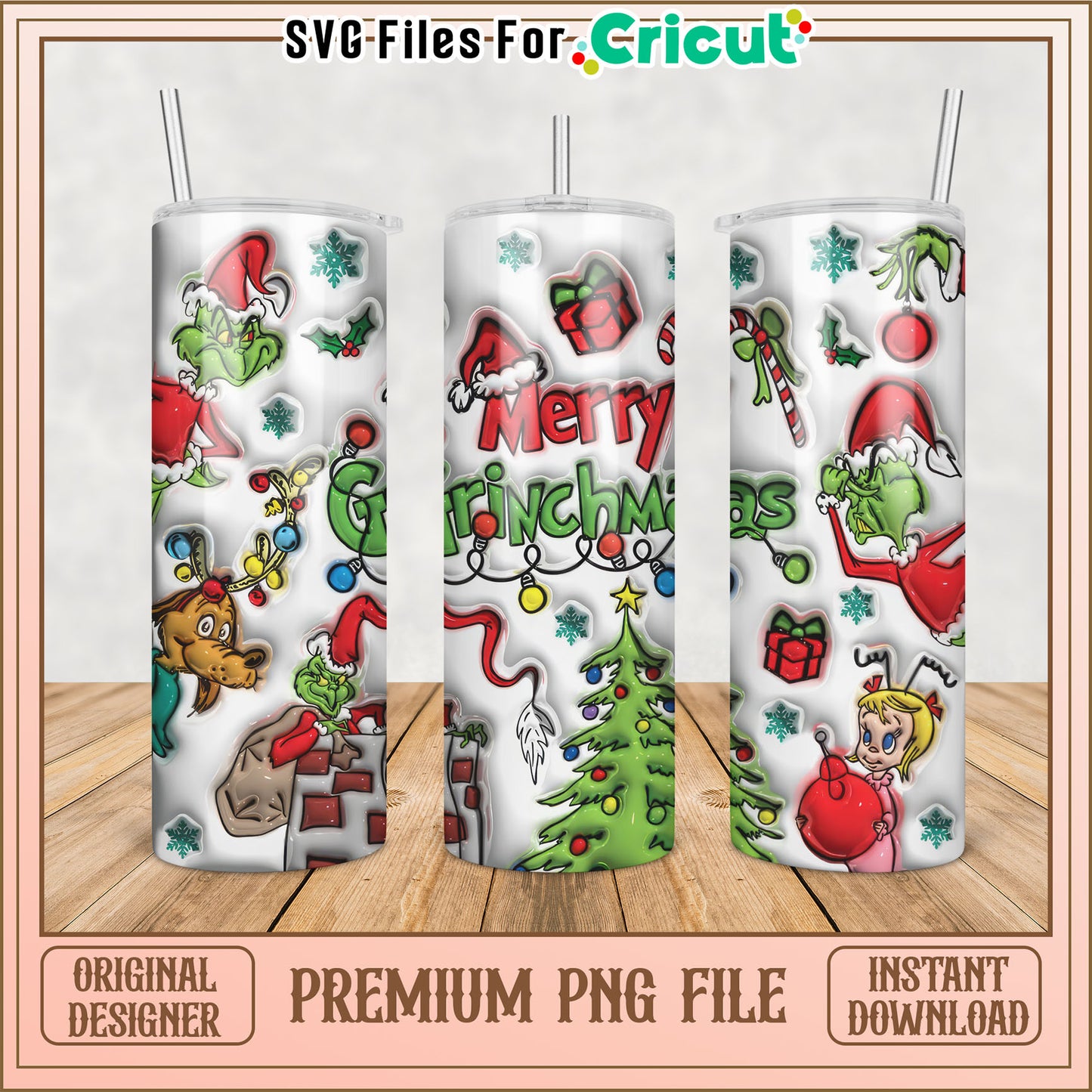 Grinchmas Tumbler PNG Design