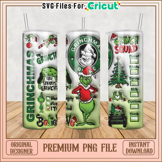 Grinchmas Tumbler PNG Design for Cricut Instant Download Art