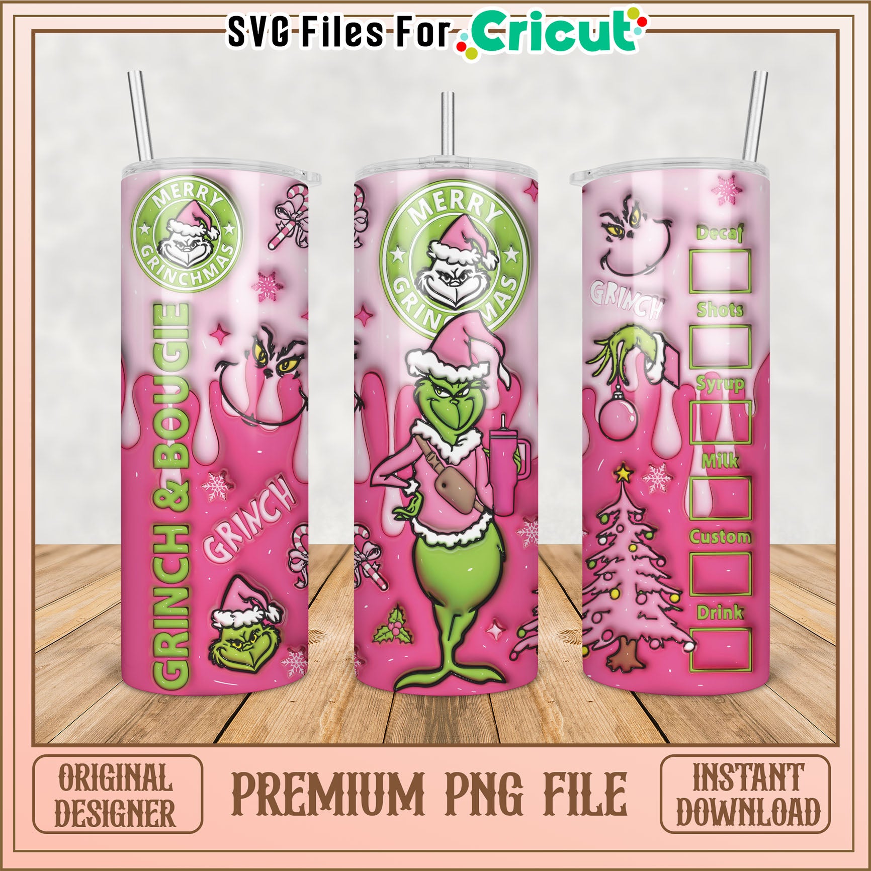 Grinchmas Tumbler PNG Sublimation Design