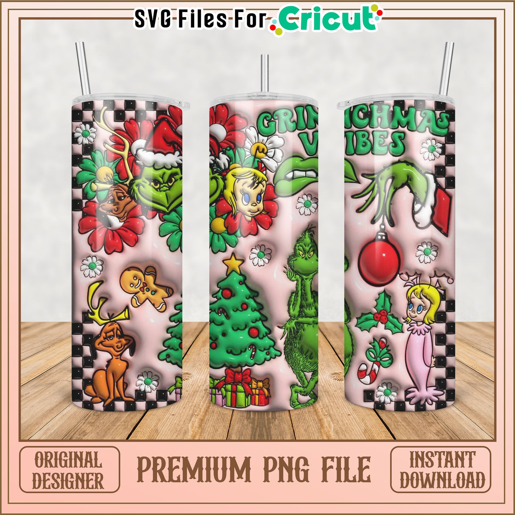 Grinchmas Vibes Tumbler PNG Design
