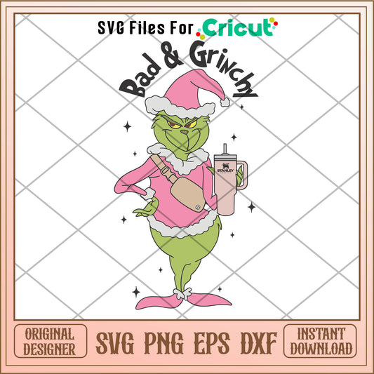 Grinchmas Bad And Grinchy Stanley Tumbler SVG, grinch tumbler svg