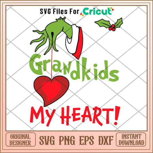 Grinchmas My Grandkids Stole My Heart SVG, grinh heart svg