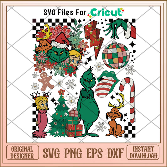 Grinchmas Vibes Retro Christmas Grinch SVG, christmas items svg