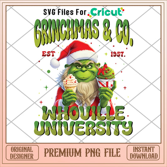 Grinchmas & co whoville university est 1957 png, grinchmas png, christmas png