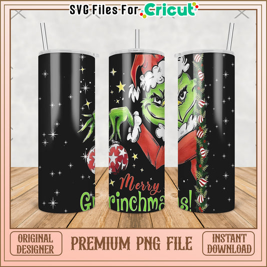 Grinch merry chrismas black tumbler png, grinch christmas​​ png, christmas tree​​ png
