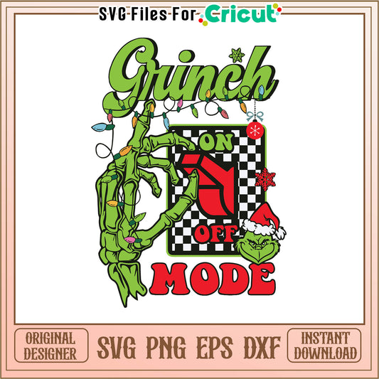 Grinch mode on retro christmas svg, the grinch cartoon new​ svg