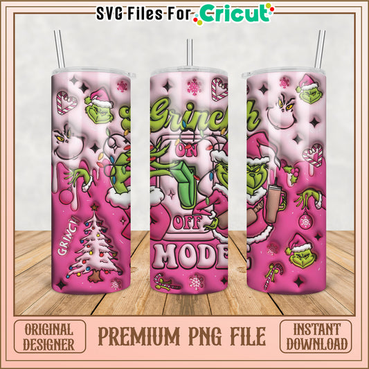 Grinch on Off Mode Tumbler PNG File for Cricut DIY Projects
