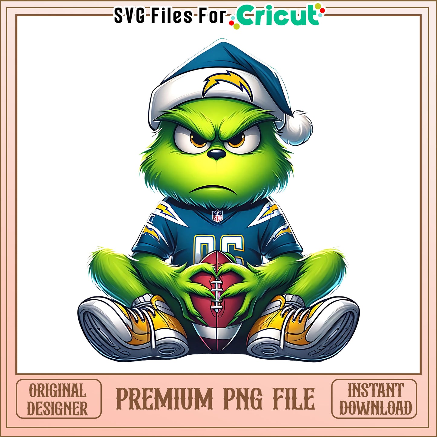 Grinch player football Chargers png, Los Angeles Chargers png, NFL png