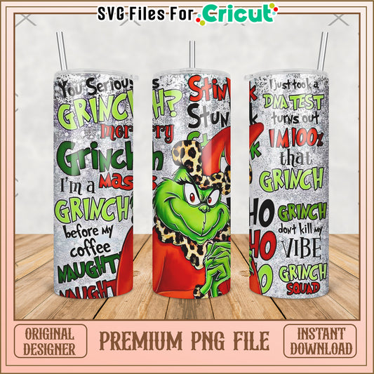Grinch quotes design tumbler png, baby grinch​ png, grinch christmas tree png