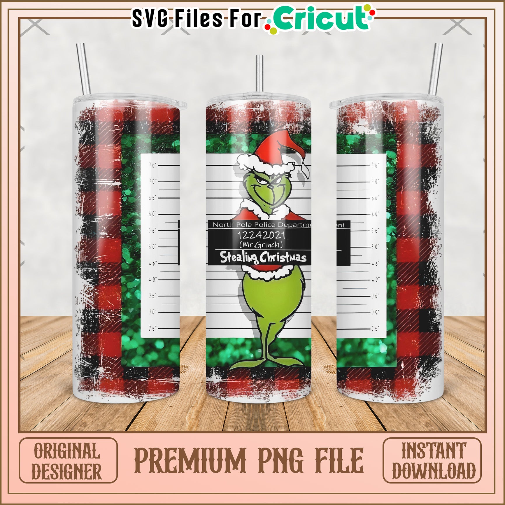 Grinch santa tumbler png, grinch christmas png, grinch pajamas​ png