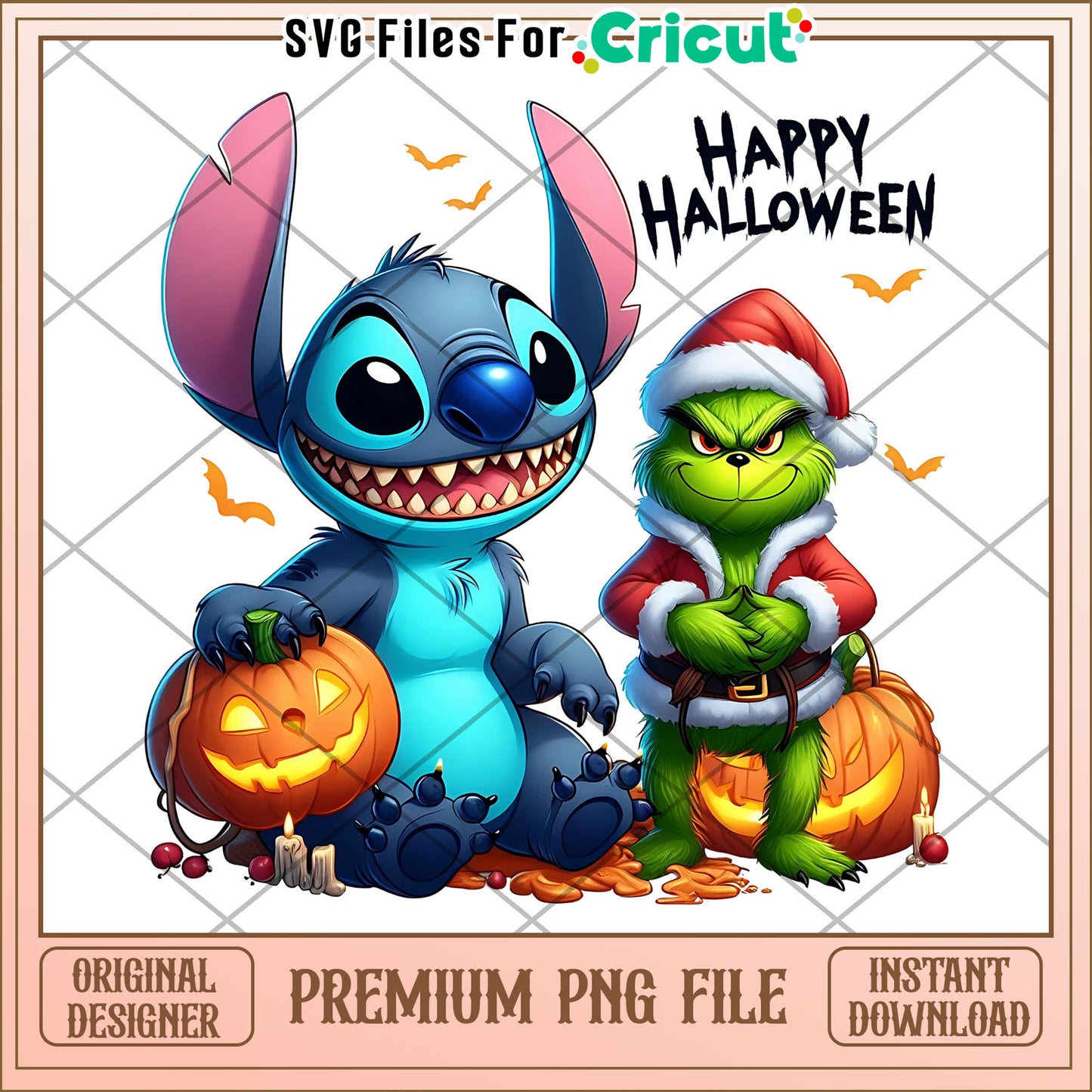 Grinch stitch happy halloween png, halloween for kids png, stitch cartoon png