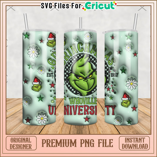 Grinch whoville university tumbler png, grinch christmas​​ png, christmas trees​​ png