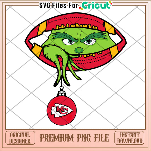 Grinch with Football PNG, perfect for holiday crafting projects