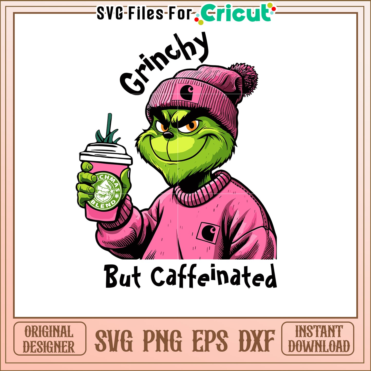 Grinchy Coffee Mug Design SVG for Holiday Cheerful Vibes