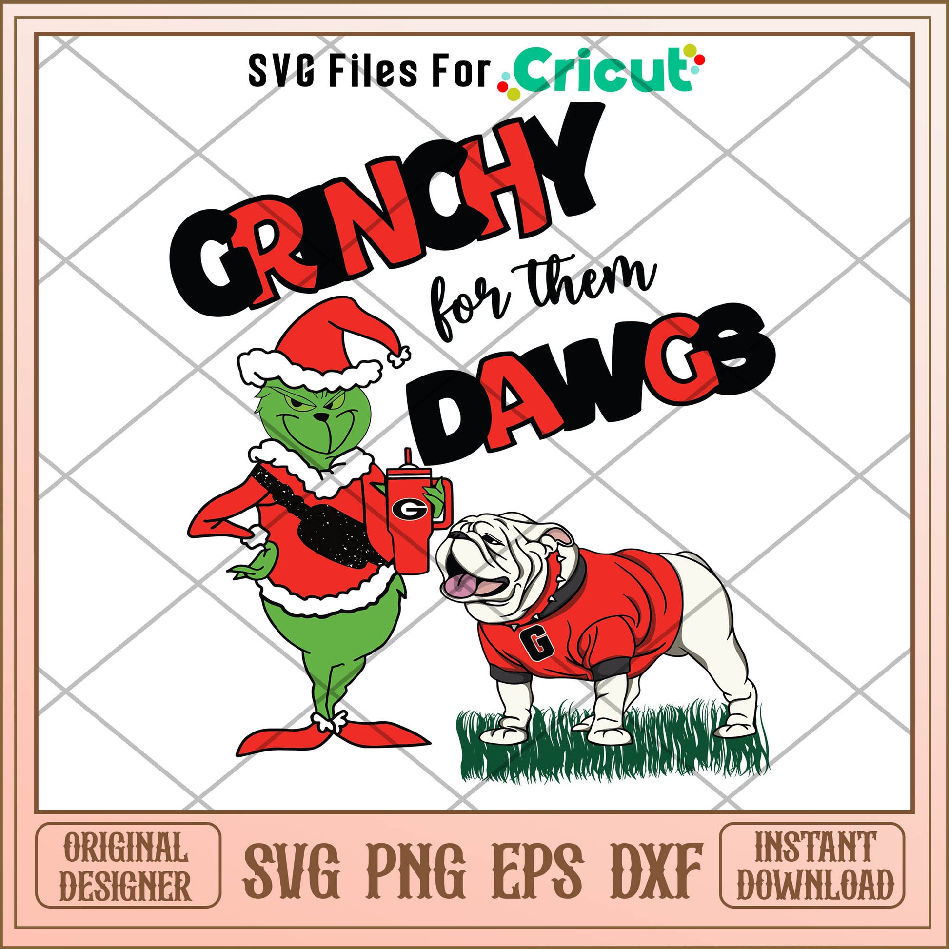 Grinchy For Them Dawgs Georgia Bulldogs Football Svg, pug puppies​ svg