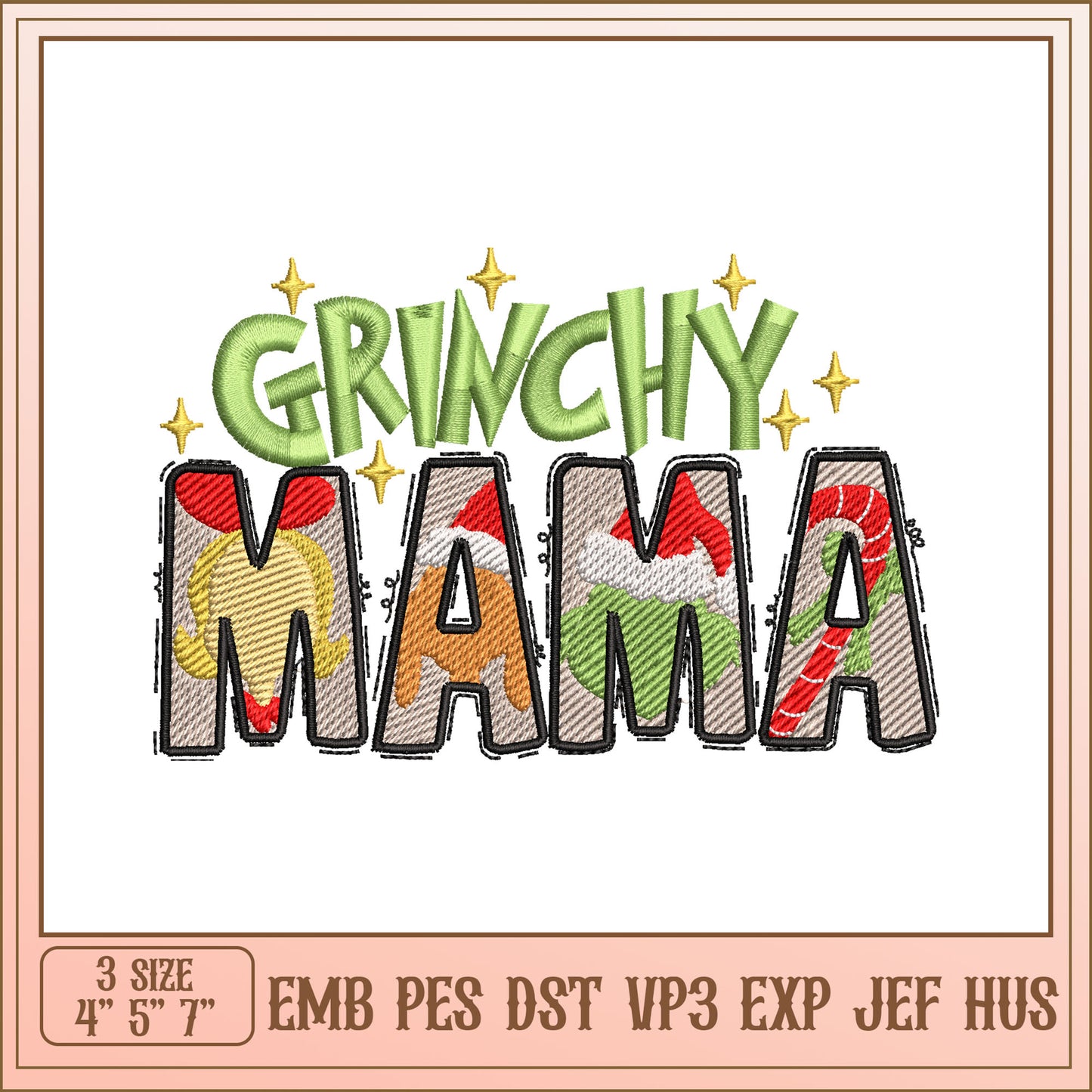 Grinchy Mama Embroidery Design