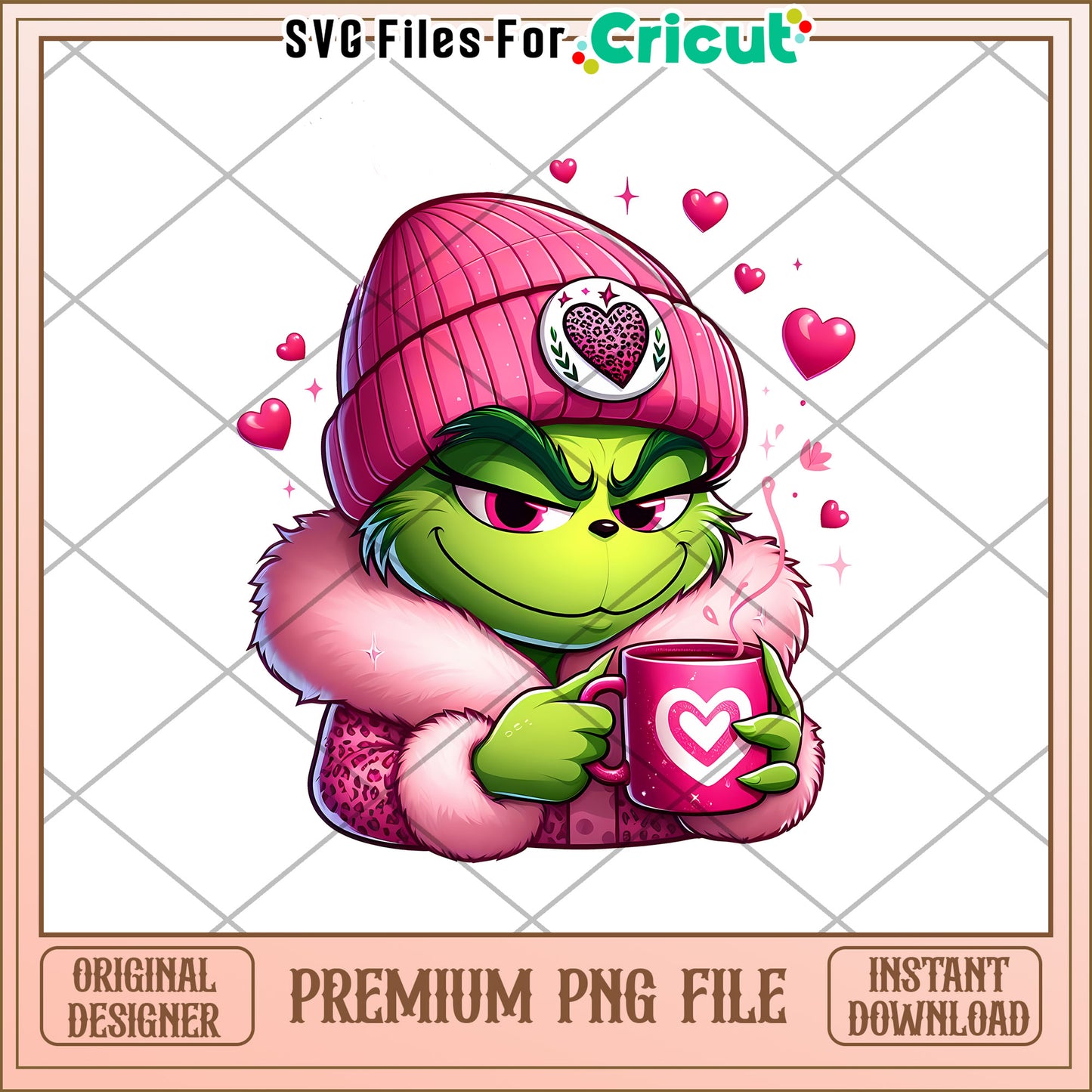 Grinchy Valentine PNG for Cricut Craft Projects