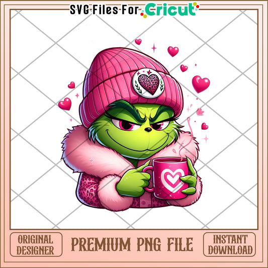 Grinchy Valentine PNG for Cricut Craft Projects