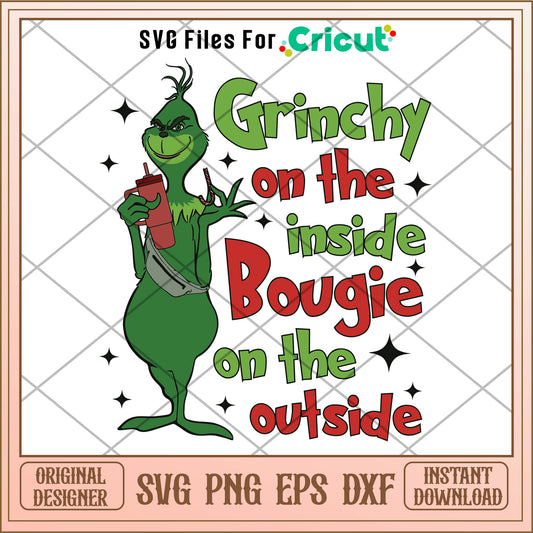 Grinchy On The Inside Boojee Stnley SVG, grinch tumbler svg