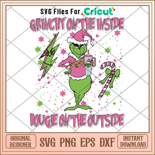 Grinchy On The Inside Bougie On The Outside SVG, grinch pink svg