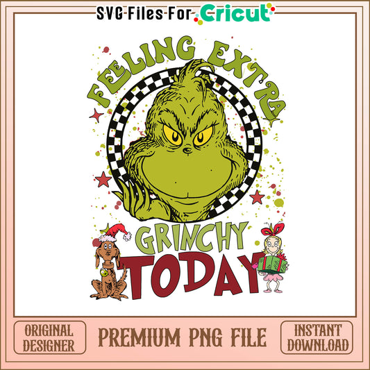 Grinchy feeling extra today png, grinch dog png, the grinch face png