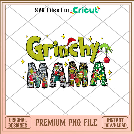 Grinchy mama png, the Grinch santa hat png, christmas png