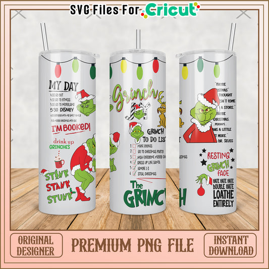 Grinchy the grinch tumbler png, christmas design png, funny santa claus png