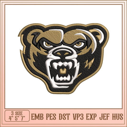 Grizzly Bear Embroidery Design