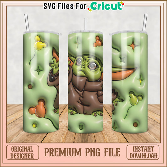 Grogu Tumbler PNG Sublimation Design