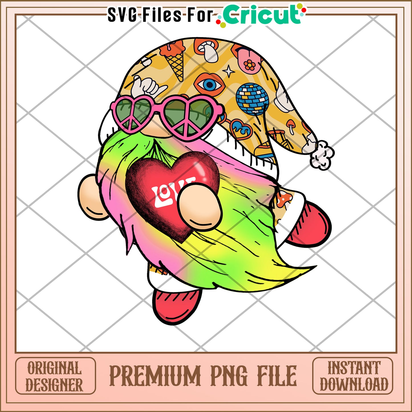 Groovy Gnome PNG Valentines Day Design