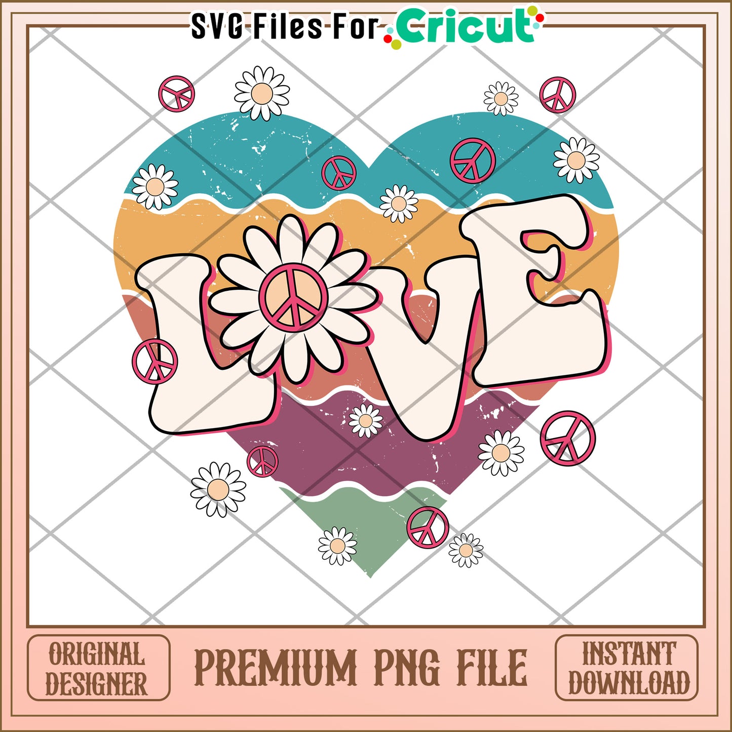 Groovy Love Heart PNG Design
