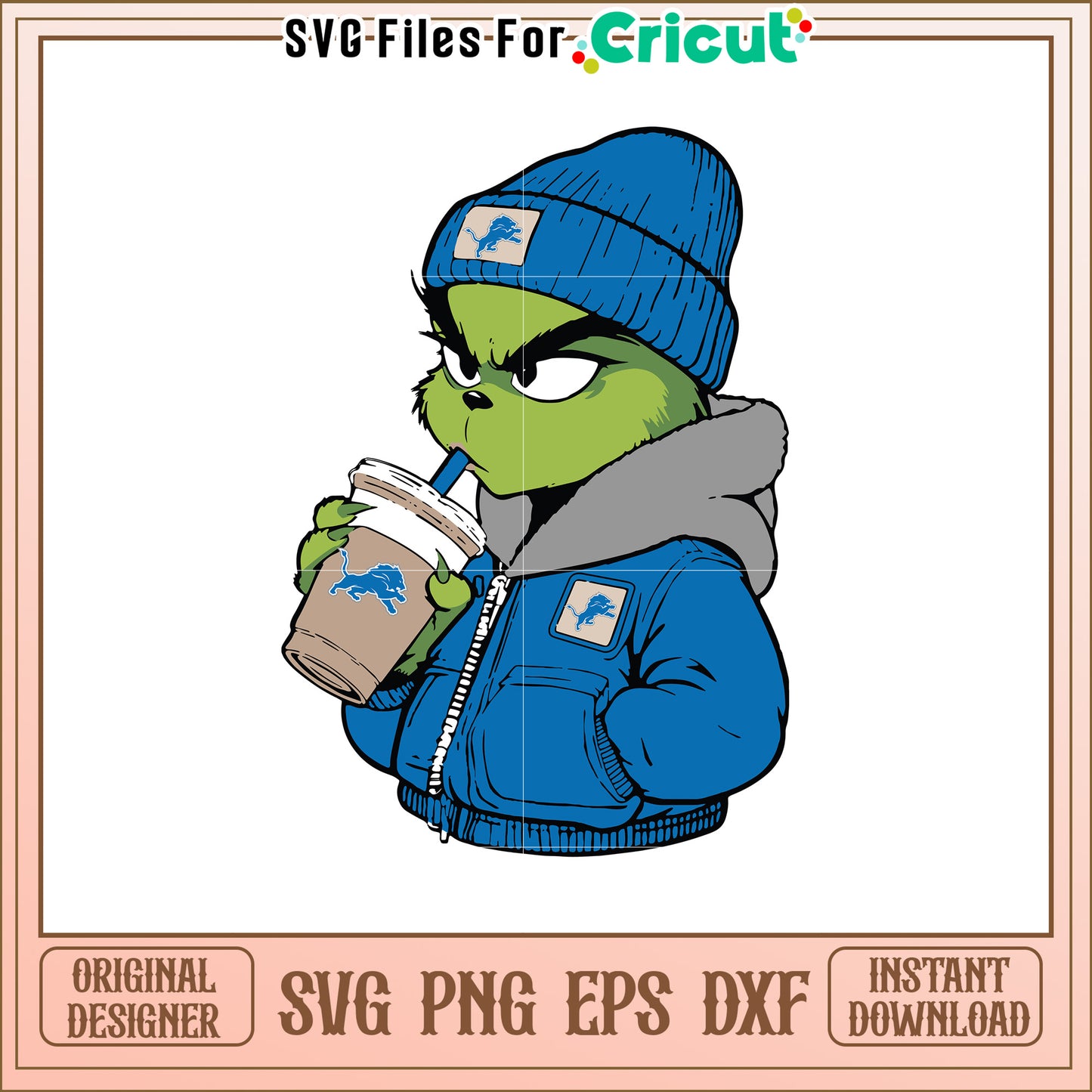 Grumpy Green Character Drinking Coffee SVG Design