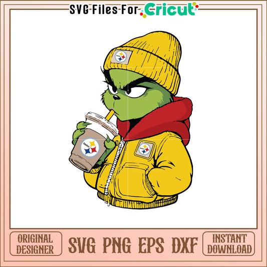 Grumpy Green Character in Yellow Jacket SVG Design