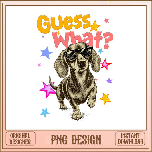 Guess What Dachshund PNG, Funny Dog With Sunglasses PNG, Wiener Dog PNG