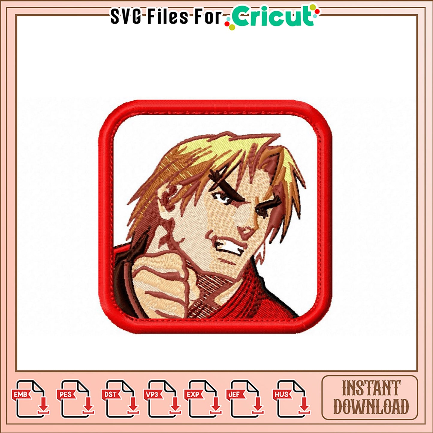 Guile Embroidery Design Instant Download